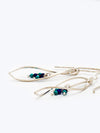 Ohrringe 925er Silber mit zartem gewundenem Spitzoval Blattform und kleinen Edelsteinen Lapislazuli und Türkis